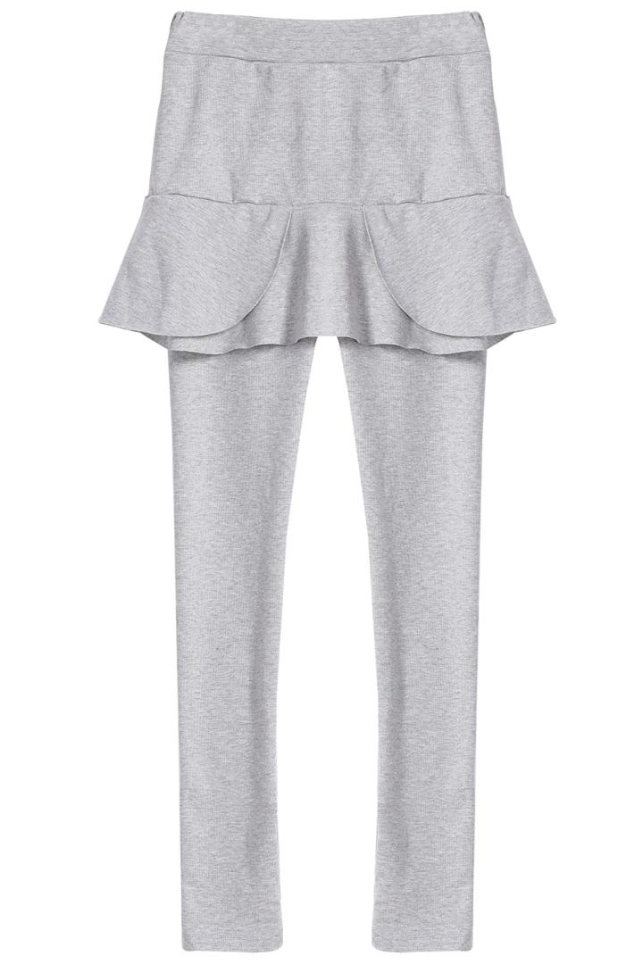 Romwe Flouncing Elastic Light Grey Skirt Legging