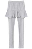 Romwe Flouncing Elastic Light Grey Skirt Legging