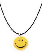 Romwe Yellow Smiling Face Pendant String Necklace
