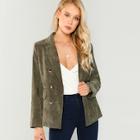 Romwe Double Breasted Notched Neck Solid Blazer