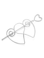 Romwe Silver Heart Hollow Out Hair Pin