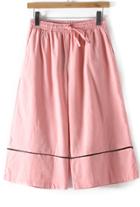 Romwe Drawstring Wide Leg Pink Pant