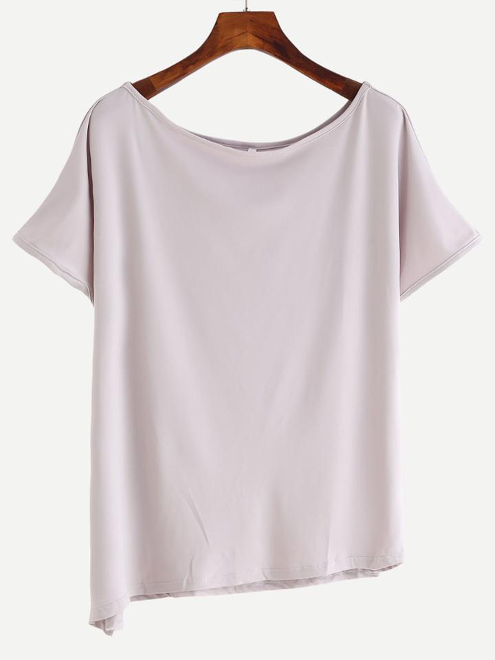 Romwe Purple Asymmetric Short Sleeve T-shirt