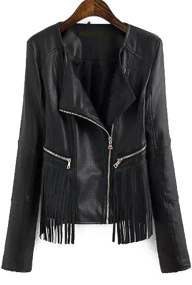 Romwe With Tassel Zipper Jacket