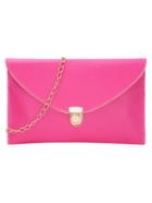 Romwe Pink Envelope Clutch With Chain