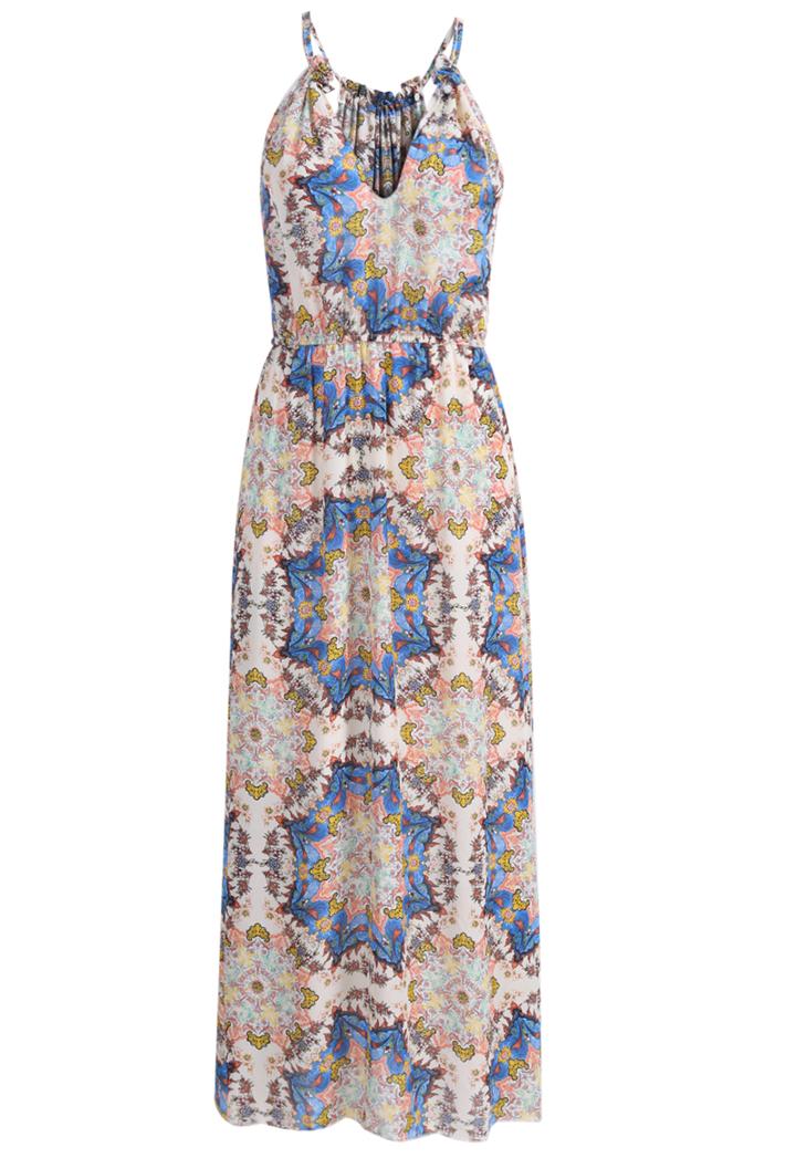 Romwe Spaghetti Strap Floral Chiffon Maxi Dress