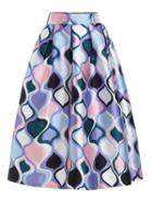 Romwe Geometric Print Box Pleated Midi Skirt