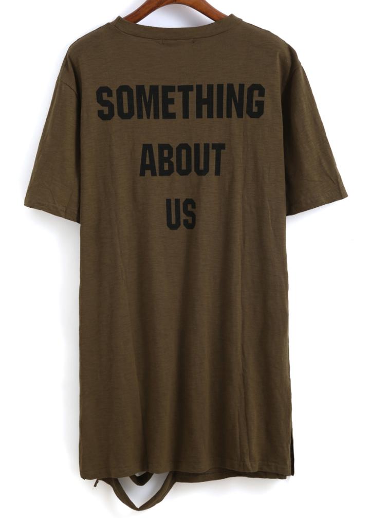 Romwe Ripped Loose Green T-shirt