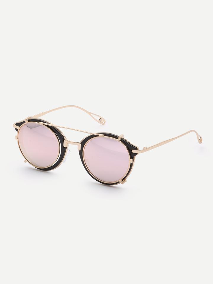 Romwe Black Vintage Demountable Aviator Sunglasses