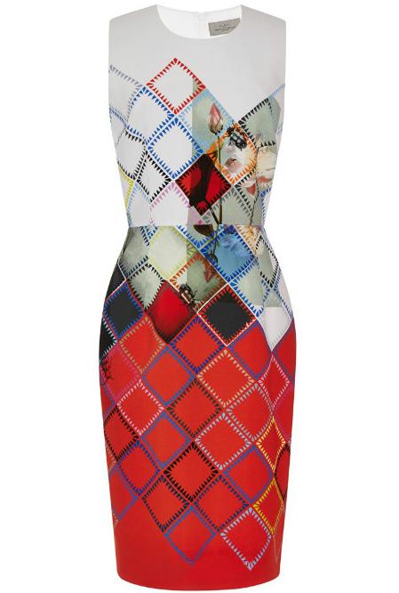 Romwe Red Sleeveless Floral Geometric Print Split Dress