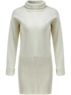 Romwe Turtleneck Long Sleeve Beige Sweater Dress