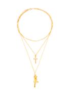 Romwe Cross & Pendant Layered Chain Necklace