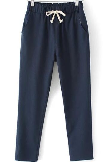 Romwe Drawstring With Pockets Pant