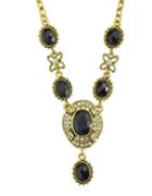 Romwe Black Gemstone Women Necklace