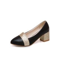 Romwe Point Toe Glitter Chunky Heels