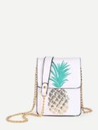 Romwe Sequin Pineapple Design Flap Pouch Bag