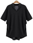 Romwe Band Collar Loose-fit Top