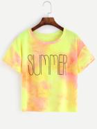 Romwe Multicolor Letter Print Tie Dye T-shirt