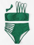 Romwe Ladder Cut Out Strappy Bikini Set