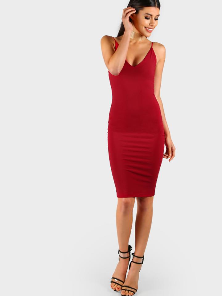 Romwe Sleek Cami Bodycon Midi Dress