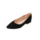 Romwe Solid Point Toe Suede Flats
