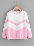 Romwe Cut And Sew Color Block Sweatshirt