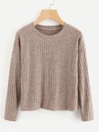 Romwe Drop Shoulder Ribbed Marled Sweater