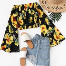 Romwe Off The Shoulder Floral Print Top