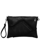 Romwe Black Zipper Denim Shoulder Bag