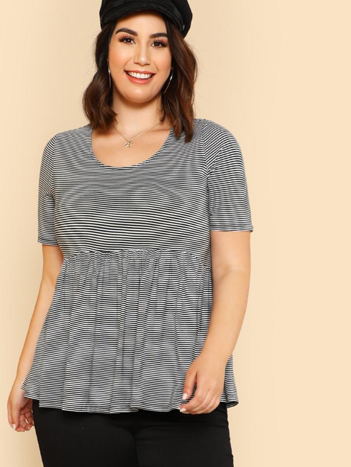 Romwe Striped Smock Tee