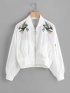 Romwe See Through Symmetric Embroidered Jacket