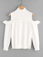 Romwe Frilled Cutout Shoulder Jumper