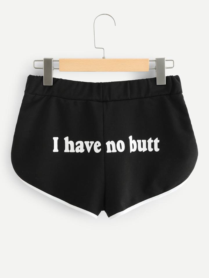 Romwe Slogan Print Back Shorts