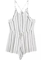 Romwe Spaghetti Strap Vertical Striped Jumpsuit