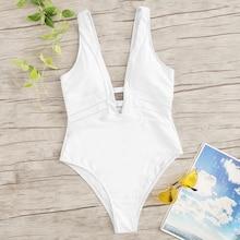 Romwe Cut-out V-plunge One Piece Swimsuit