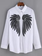 Romwe Dropped Shoulder Seam Wing Sequined Blouse