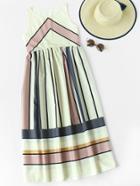 Romwe Multi-stripe High Waist Tank Dress