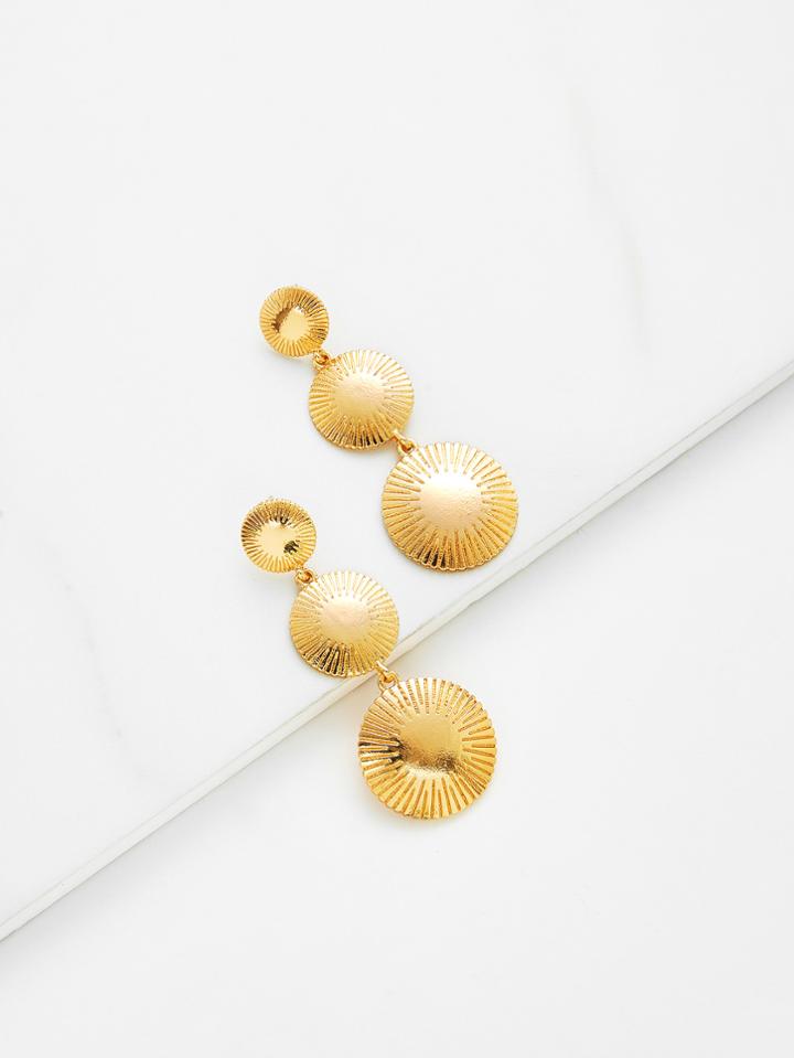 Romwe Round Flake Drop Earrings