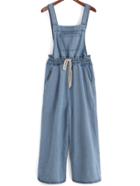 Romwe Straps Tie Waist Denim Jumpsuit