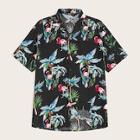 Romwe Guys Flamingo & Coconut Tree Print Shirt