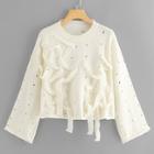Romwe Ribbon Detail Solid Sweater
