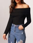 Romwe Off The Shoulder Slim Jumper