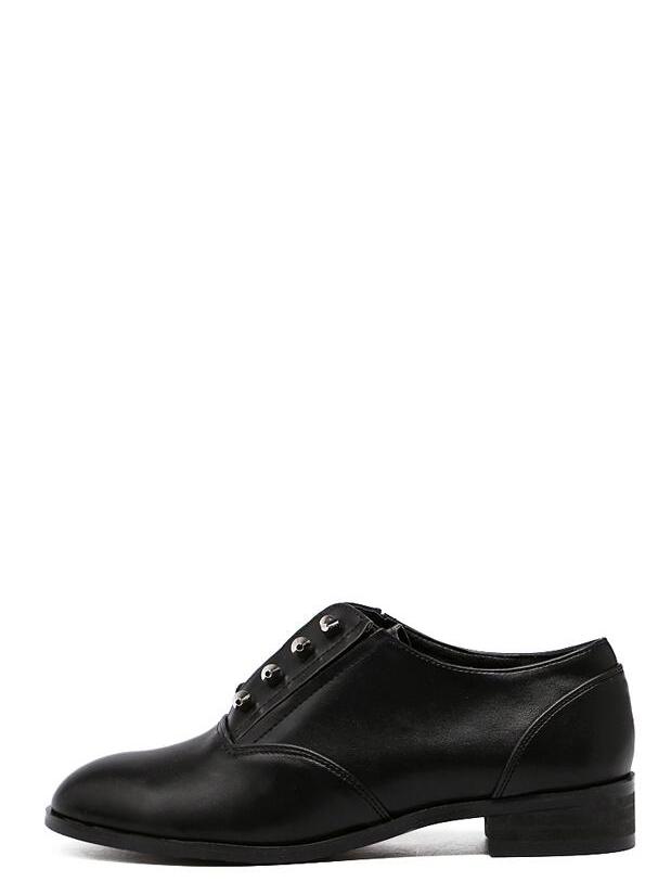 Romwe Black Faux Leather Round Toe Rivet Shoes