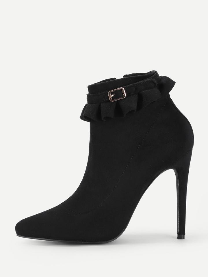 Romwe Ruffle Cuff Stiletto Boots