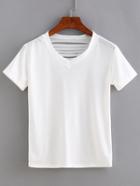 Romwe Ripped Back White T-shirt