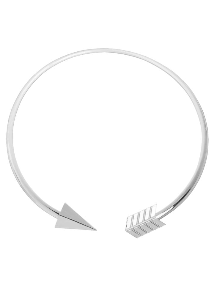 Romwe Silver Arrow-shaped Open Cuff Necklace