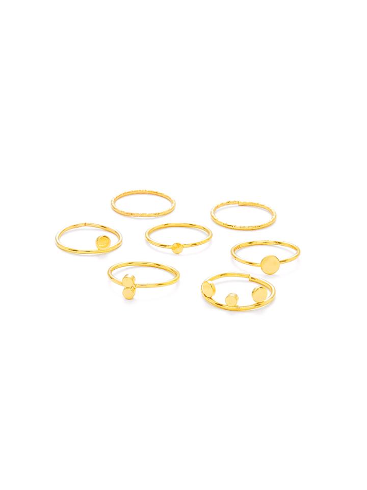 Romwe Metal Round Detail Ring Set