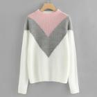 Romwe Drop Shoulder Chevron Pullover