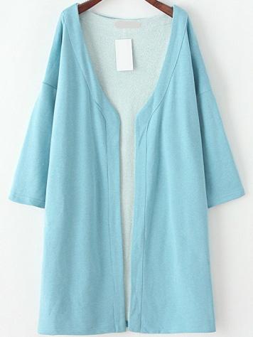 Romwe V Neck Loose Blue Coat