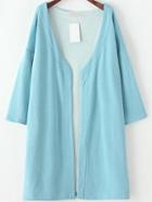 Romwe V Neck Loose Blue Coat